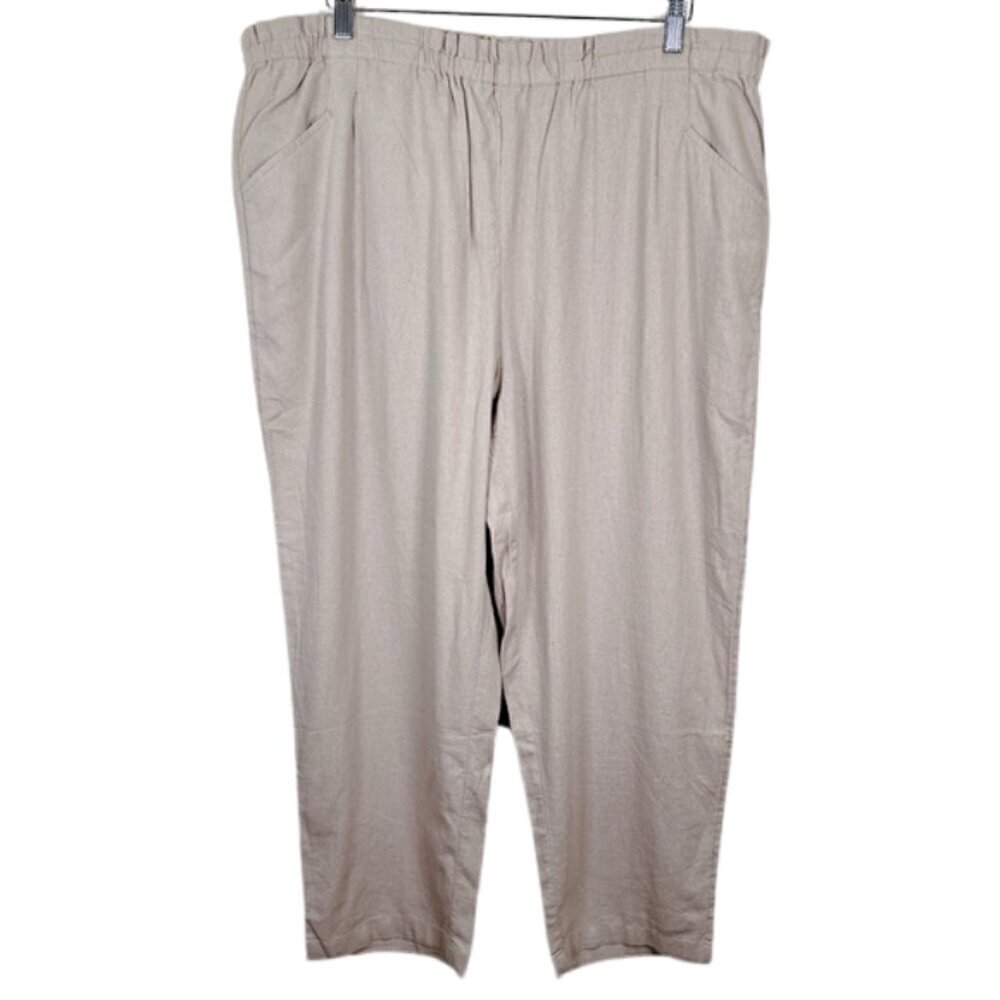 Caslon Womens Size XXlarge Pull On Linen Blend Beige Trouser